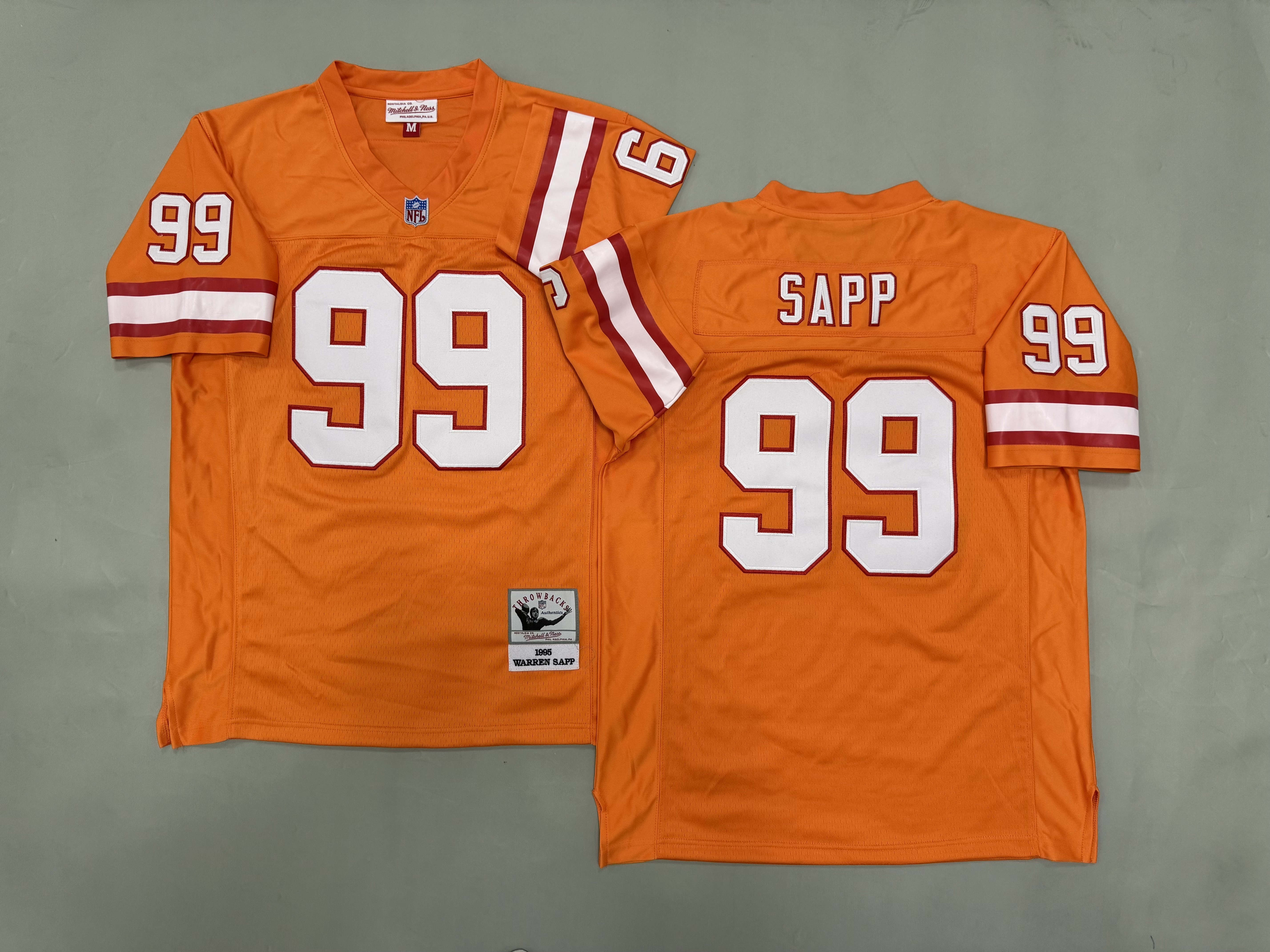 Men 2026 Tampa Bay Buccaneers #99 Sapp Orange Throwback Game NFL Jersey 001